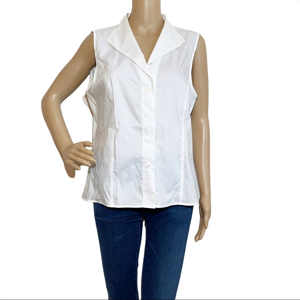 Calvin Klein Plus Size White Sleeveless Top Sz 14 Classic Neutral Capsule Classy